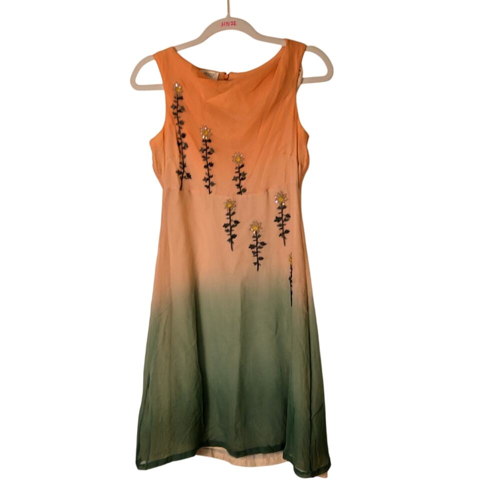 Anopia Collezioni Women's Y2K Silk Ombre Dress – Floral Embroidery